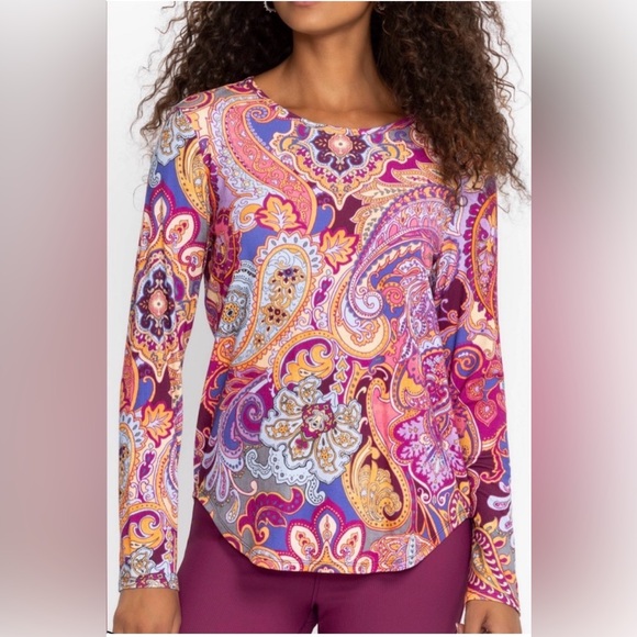 🆕 Johnny Was Paisley Long Sleeve Top in Purple & Pink - Picture 2 of 11